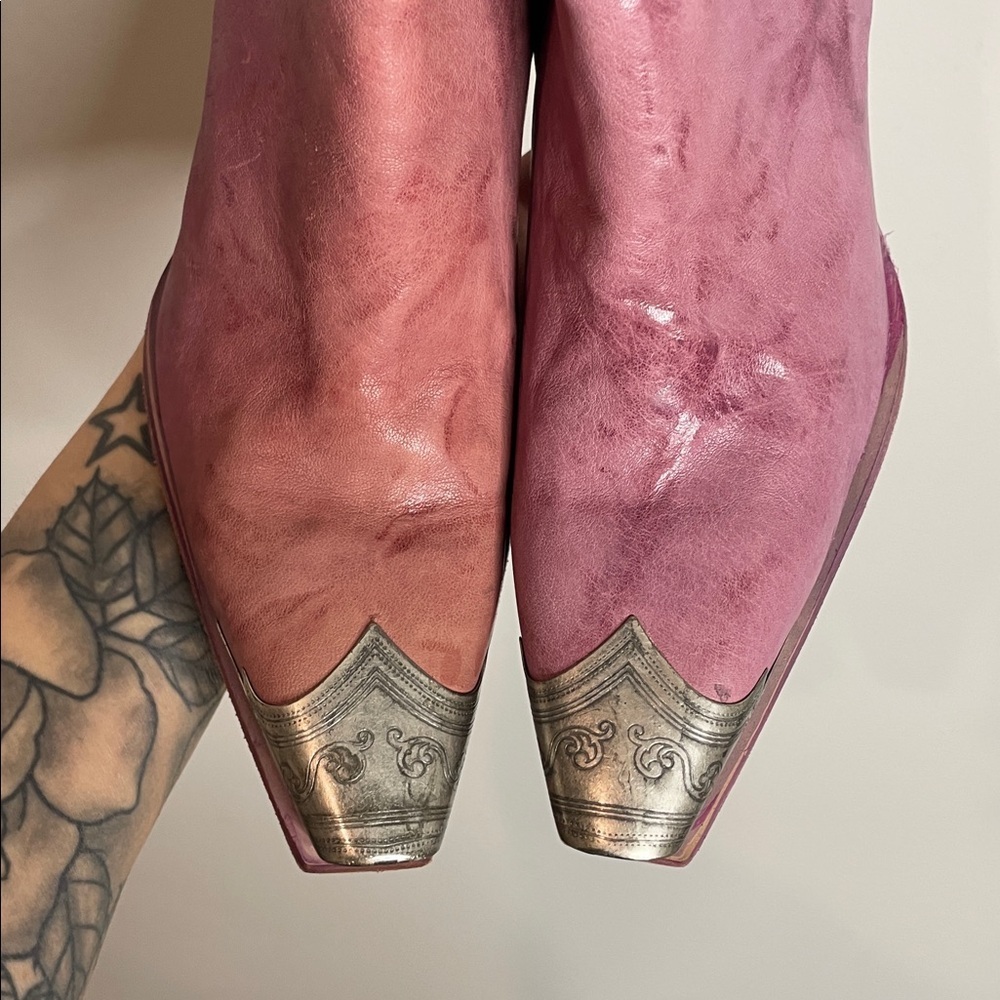 Free People | Purple Leather Brayden Cap Toe Western Booties Size 7.5 NWOB - Picture 3 of 11